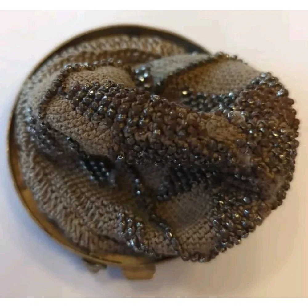 Antique Silver‎ Metal Top Coin Crochet Silver Beaded Purse Art Nouveau Victorian